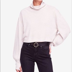 Free people waffle knit turtleneck sweater